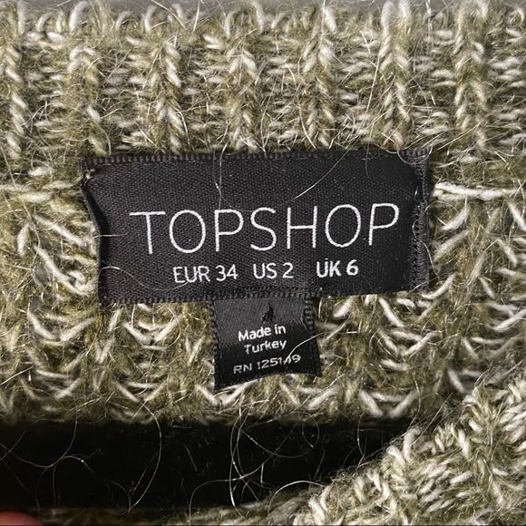 TOPSHOP women’s green Angora mohair Blend cozy Pullover Sweater size 2 - Picture 3 of 4